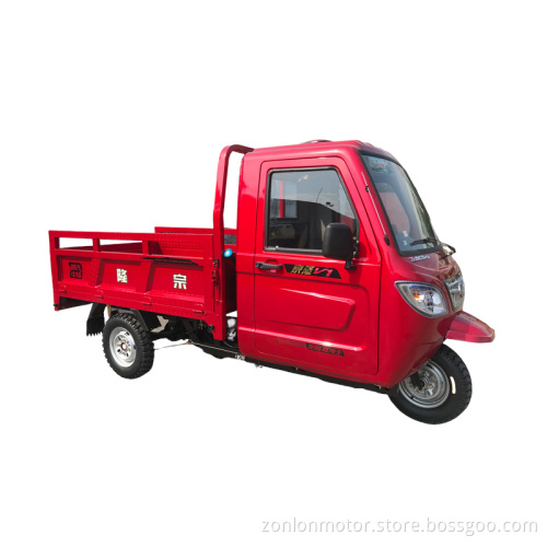 A tricycle with a cab for easy transportation